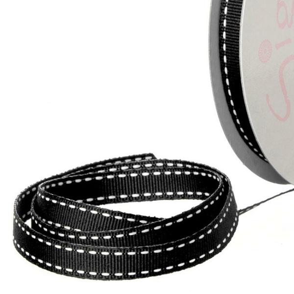 Valentine’s Day Ribbons |  Ribbon Grosgrain Saddle Stitch Black (10mmx20m) Fabric & Paper Ribbons Black