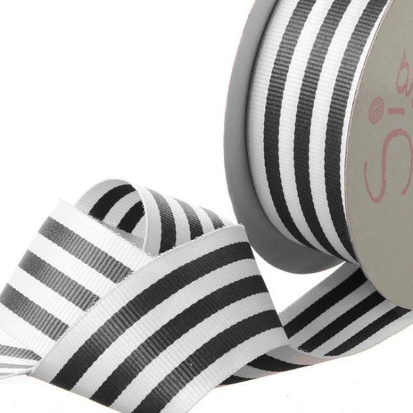 Valentine’s Day Ribbons |  Ribbon Grosgrain Stripes Black (38mmx20m) Fabric & Paper Ribbons Black