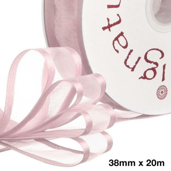 Valentine’s Day Ribbons |  Ribbon Organdy Satin Edge Baby Pink (38mmx20m) Fabric & Paper Ribbons Organza Ribbons