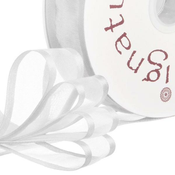 Valentine’s Day Ribbons |  Ribbon Organdy Satin Edge White (23mmx20m) Fabric & Paper Ribbons Organza Ribbons