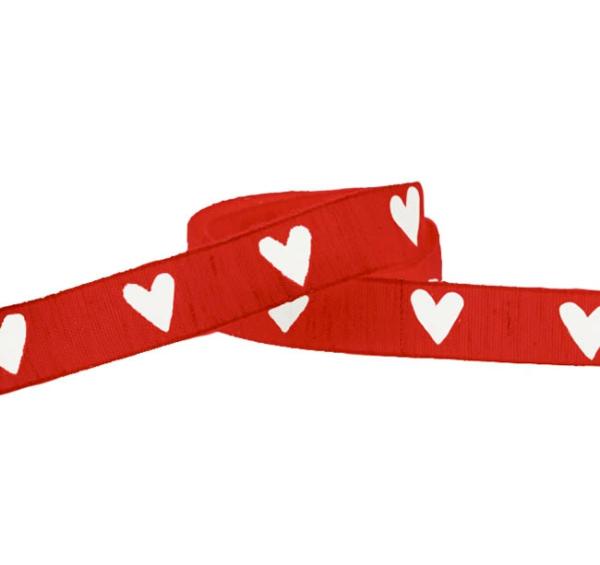 Valentine’s Day Ribbons |  Vintage Cotton Ribbon Heart Red White (15mmx10m) Cotton Ribbons Cotton Ribbons