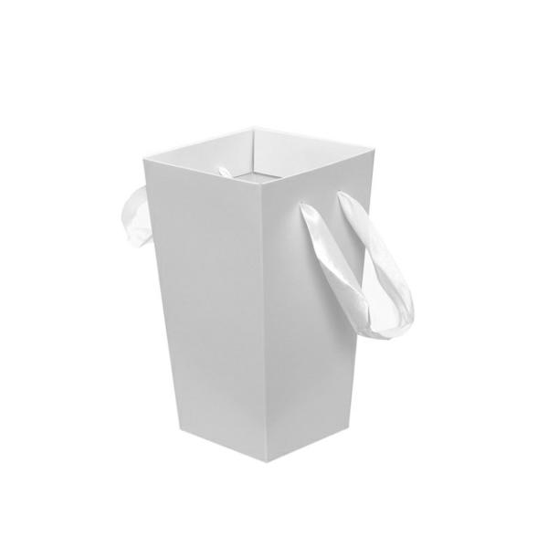 Vase Box |  V-Shape Posy Bag With Ribbon Handle White (13x23cmH) Pack 5 Flower Bouquet Bags Flower Bouquet Bags