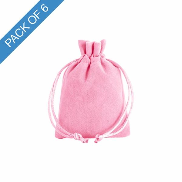 Velvet Gift Bags |  Velvet Gift Bag Small Pack 6 Baby Pink (7.5x10cmH) Gift Bags Soft Pink