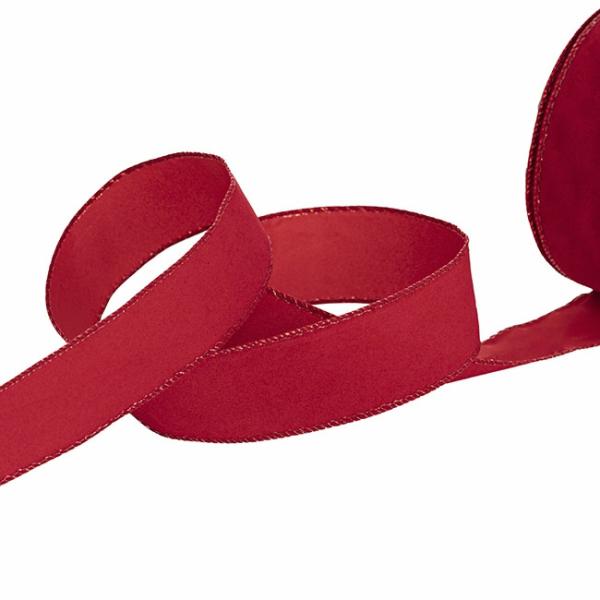 Velvet Ribbon |  Ribbon Deluxe Velvet Wire Edge Red (38mmx20m) Fabric & Paper Ribbons Red