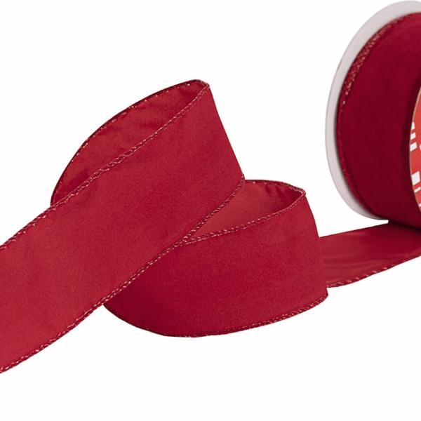 Velvet Ribbon |  Ribbon Deluxe Velvet Wire Edge Red (50mmx20m) Fabric & Paper Ribbons Red