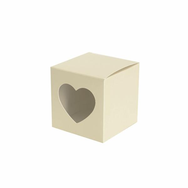 Wedding & Party Favour Boxes |  Bomboniere Chocolate Heart Box Cream Pack 20 (70x70x70mmH) Bomboniere Packaging Cream Ivory