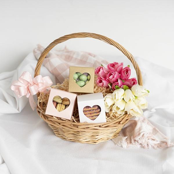 Wedding & Party Favour Boxes |  Bomboniere Chocolate Heart Box Cream Pack 20 (70x70x70mmH) Bomboniere Packaging Cream Ivory