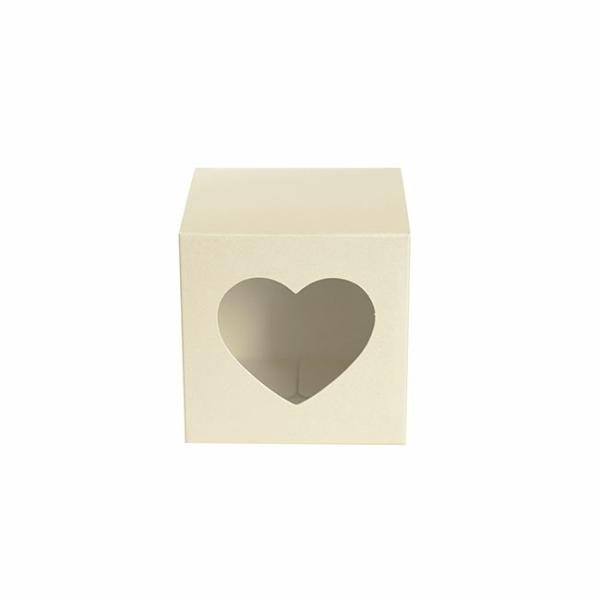 Wedding & Party Favour Boxes |  Bomboniere Chocolate Heart Box Cream Pack 20 (70x70x70mmH) Bomboniere Packaging Cream Ivory