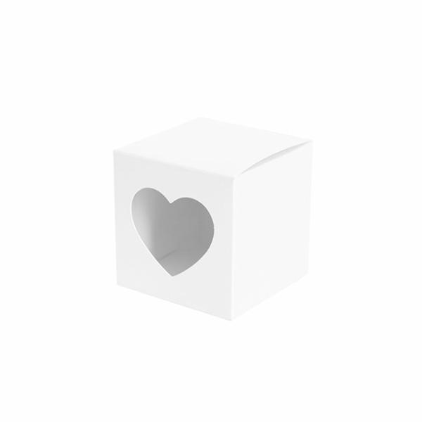 Wedding & Party Favour Boxes |  Bomboniere Chocolate Heart Box White Pack 20 (70x70x70mmH) Bomboniere Packaging Wedding & Party Favour Boxes