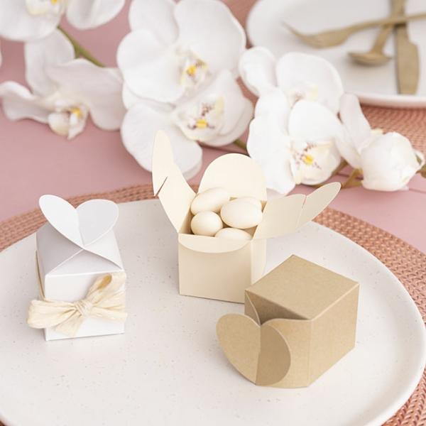 Wedding & Party Favour Boxes |  Bomboniere Chocolate Modern Box White Pack 20 (45x45x55mmH) Bomboniere Packaging Wedding & Party Favour Boxes