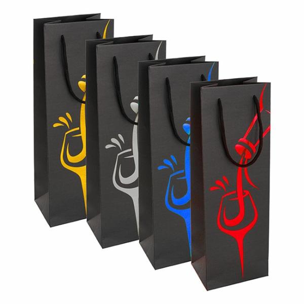 Wine Gift Bags |  Wine Bag Single Bottle Modern Pack 4 Assorted (12x9x35cmH) Gift Bags Black