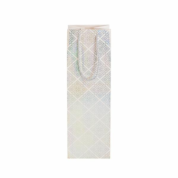 Wine Gift Bags |  Wine Bag Single Bottle Pack 5 Diamond White (11x10x36cmH) Gift Bags White