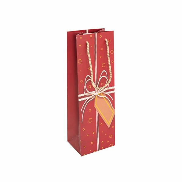 Wine Gift Bags |  Wine Bag Single Bottle Pack 5 Gift Design Red (12x9x35cmH) Gift Bags Red