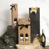 Wine Gift Bags |  Wine Bag Two Bottles Kraft Paper Black (17Wx9Gx42cmH) Gift Bags Black