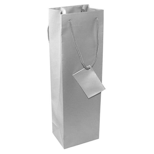 Wine Gift Bags |  Wine Bottle Bags Single Pack 5 Silver (10.5X9X35cmH) Gift Bags Silver