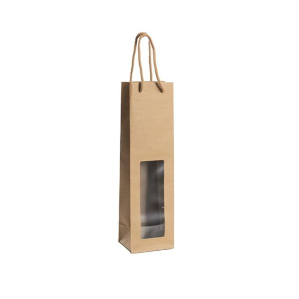 Wine Gift Bags |  Wine Window Single Gift Bag Kraft Brown (110Wx90Gx390mmH) Gift Bags Soft Brown