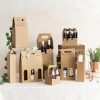 Wine Gift Boxes |  Wine Box Handle & Window 2 Bottles Kraft (17.6x9x39.5cmH) Gift Boxes Soft Brown