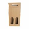 Wine Gift Boxes |  Wine Box Handle & Window 2 Bottles Kraft (17.6x9x39.5cmH) Gift Boxes Soft Brown