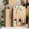 Wine Gift Boxes |  Wine Box Handle & Window 3 Bottles Kraft (26.5x9x39.5cmH) Gift Boxes Soft Brown