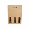 Wine Gift Boxes |  Wine Box Handle & Window 3 Bottles Kraft (26.5x9x39.5cmH) Gift Boxes Soft Brown