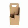 Wine Gift Boxes |  Wine Carrier 4 Bottles Kraft Brown (17.6×17.6×39.5cmH) Gift Boxes Soft Brown