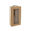 Wine Gift Boxes |  Wine Window Carry Box Hamper 2 Bottles Kraft (17x9x34cmH) Gift Boxes Soft Brown