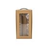 Wine Gift Boxes |  Wine Window Carry Box Hamper 2 Bottles Kraft (17x9x34cmH) Gift Boxes Soft Brown