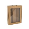 Wine Gift Boxes |  Wine Window Carry Box Hamper 3 Bottles Kraft (25x9x34cmH) Gift Boxes Soft Brown