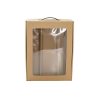 Wine Gift Boxes |  Wine Window Carry Box Hamper 3 Bottles Kraft (25x9x34cmH) Gift Boxes Soft Brown