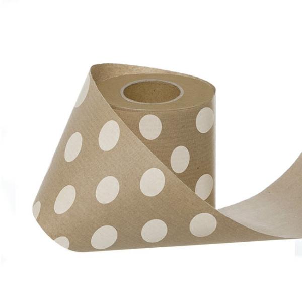 Wrapping Paper Rolls |  Wrapping Narrow Roll Kraft Bold Dot White (10cmx25m) Wrapping Paper Soft Brown