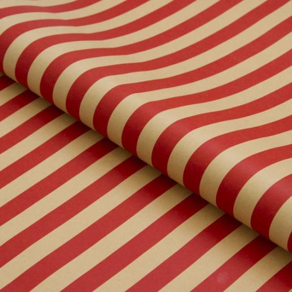 Wrapping Paper Rolls |  Wrapping Paper Counter Roll Bold Stripe Kraft Red (50cmx50m) Wrapping Paper Red