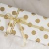 Wrapping Paper Rolls |  Wrapping Paper Roll Bold Dot Gloss Gold on White (50cmx50m) Wrapping Paper Gold