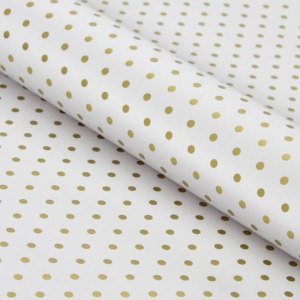 Wrapping Paper Rolls |  Wrapping Paper Roll Polka Dots Gloss Gold White (50cmx50m) Wrapping Paper Gold