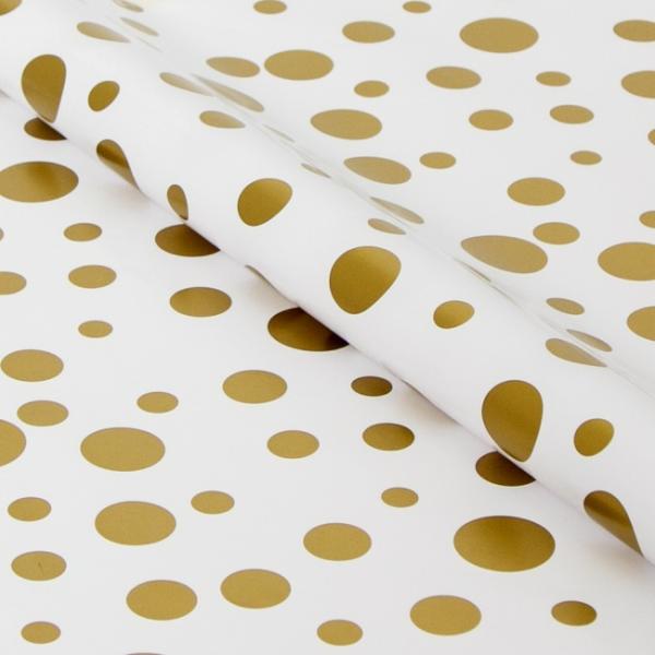 Wrapping Paper Rolls |  Wrapping Paper Roll Scatter Dots Gold on White (50cmx50m) Wrapping Paper Gold