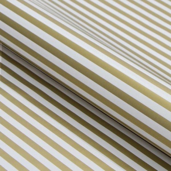 Wrapping Paper Rolls |  Wrapping Paper Roll Thin Stripe Gloss Gold White (50cmx50m) Wrapping Paper Gold