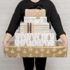 Wrapping Paper Rolls |  Wrapping Paper Roll Thin Stripe Gloss Gold White (50cmx50m) Wrapping Paper Gold