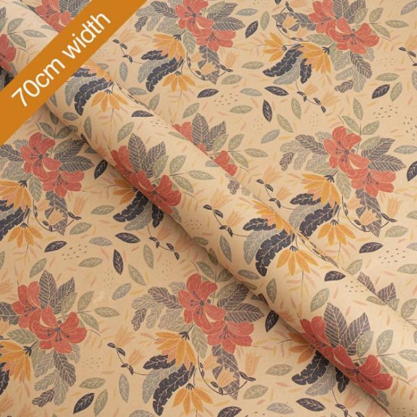 Wrapping Paper Rolls |  Wrapping Paper Roll Tropical Print Kraft Brown (70cmx25m) Wrapping Paper Soft Brown