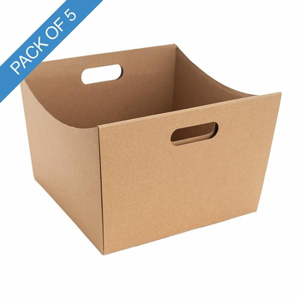 Cardboard Hamper Tray |  Grande Hamper Tray Large Kraft Brown Pk5 (22.5×22.5x17Hcm) Cardboard Hamper Tray Cardboard Hamper Tray