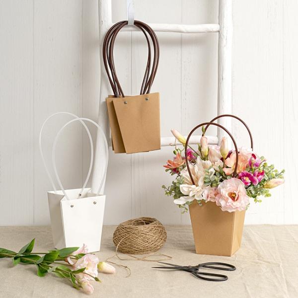 Flower Bouquet Bags |  Flower Carry Bag Kraft Brown Small Pk5 (9.5x13x15.5cmH) Flower Bouquet Bags Flower Bouquet Bags