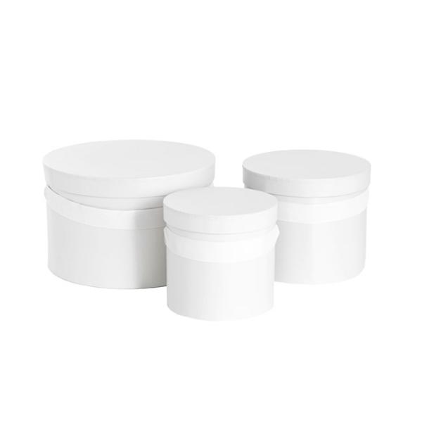 Hat Boxes |  Flower Hat Box Ribbon Round Set 3 White (25cmDx15cmH) Gift Boxes Hat Boxes