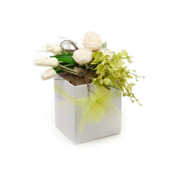 Posy Boxes |  Gift Flower Box Tall Flat Pack White (22x22x25cmH) Flower Boxes & Bags Posy Boxes