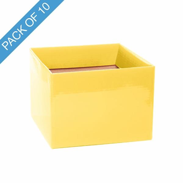 Posy Boxes |  Medium No.6 Posy Box With Flap Pack 10 Yellow (16x12cmH) Flower Boxes & Bags Posy Boxes