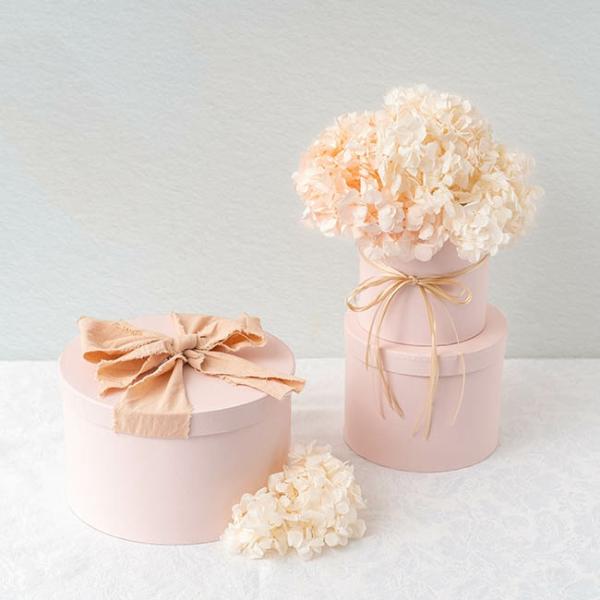 Stackable Gift Boxes |  Gift Box Round Baby Pink (25cmDx15cmH) Set 3 Gift Boxes Soft Pink