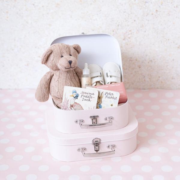 Suitcase Gift Boxes |  Suitcase Gift Box Baby Pink (30x20x9cmH) Set 2 Gift Boxes Soft Pink