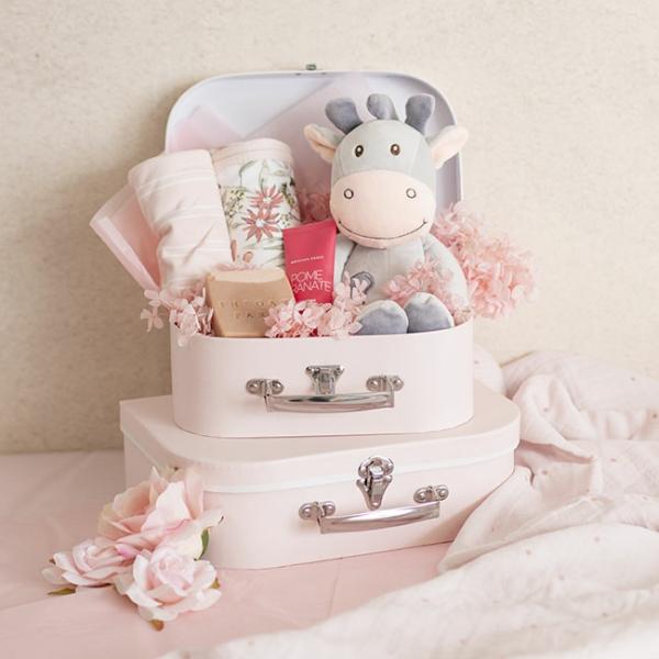 Suitcase Gift Boxes |  Suitcase Gift Box Baby Pink (30x20x9cmH) Set 2 Gift Boxes Soft Pink