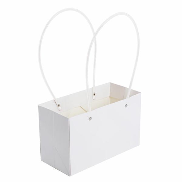 Flower Bouquet Bags |  Flower Carry Bag Kraft White Rectangle Pk5 (22×10.5x13cmH) Flower Bouquet Bags Flower Bouquet Bags