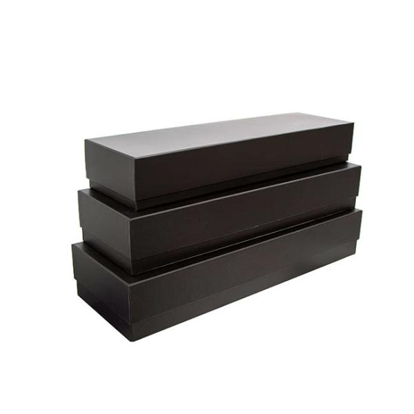 Rose Box Premium |  Matte Rose Box Dozen Deep Lid Black Set 3 (75x21x11cmH) Rose Box Premium Black