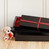 Rose Box Premium |  Matte Rose Box Dozen Deep Lid Black Set 3 (75x21x11cmH) Rose Box Premium Black