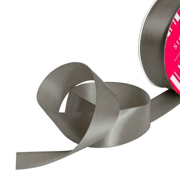 Satin Ribbons |  Bulk Ribbon Single Face Satin Dark Grey (38mmx50m) Fabric & Paper Ribbons Dark Grey