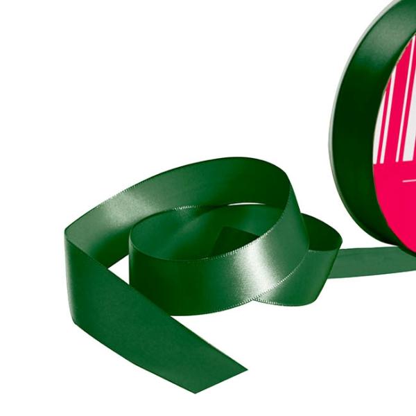 Satin Ribbons |  Bulk Ribbon Single Face Satin Hunter Green (25mmx50m) Fabric & Paper Ribbons Green